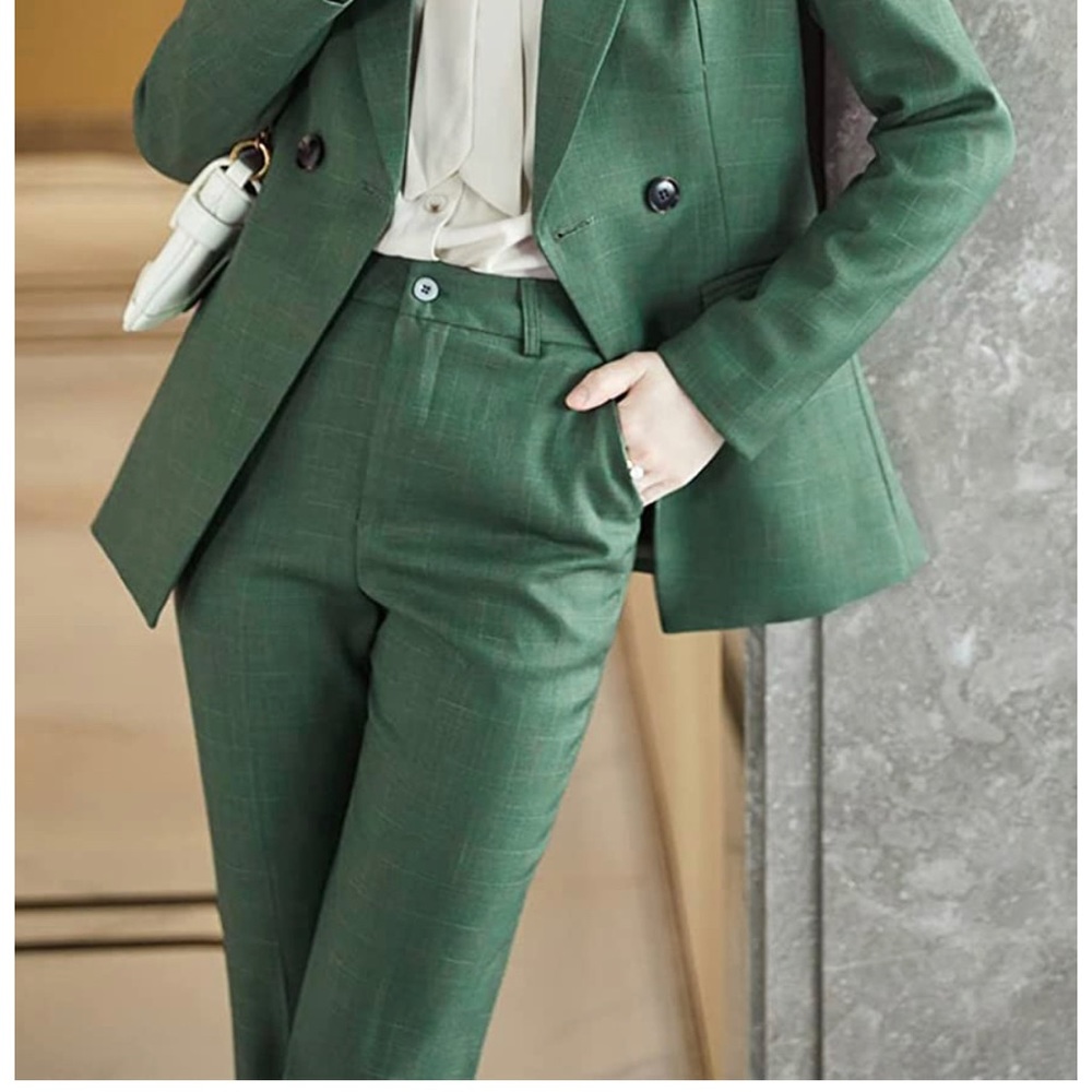 Green Plaid Suit/Dress Pants - Size L (Fits S)